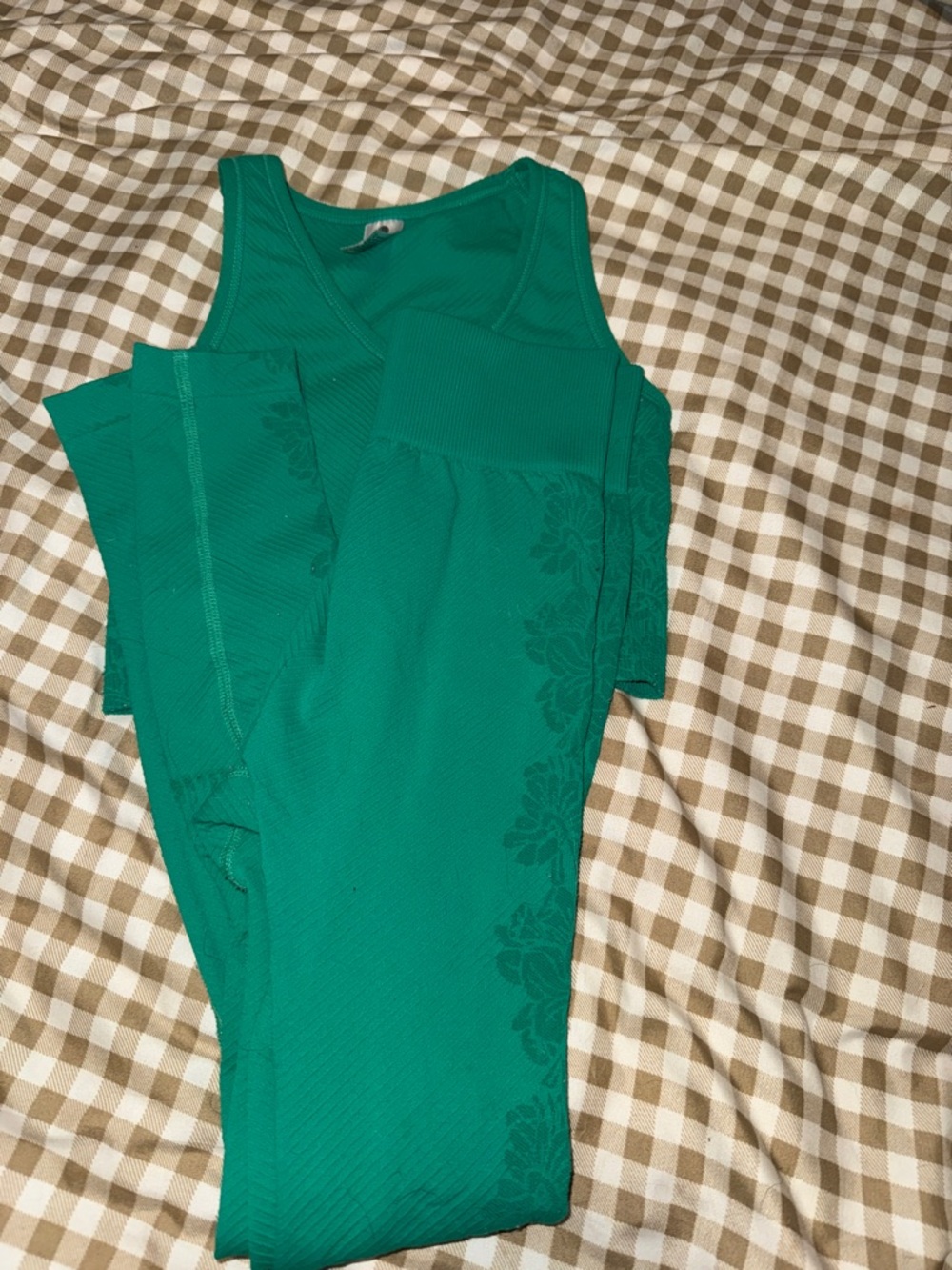 Green Floral work out set kids